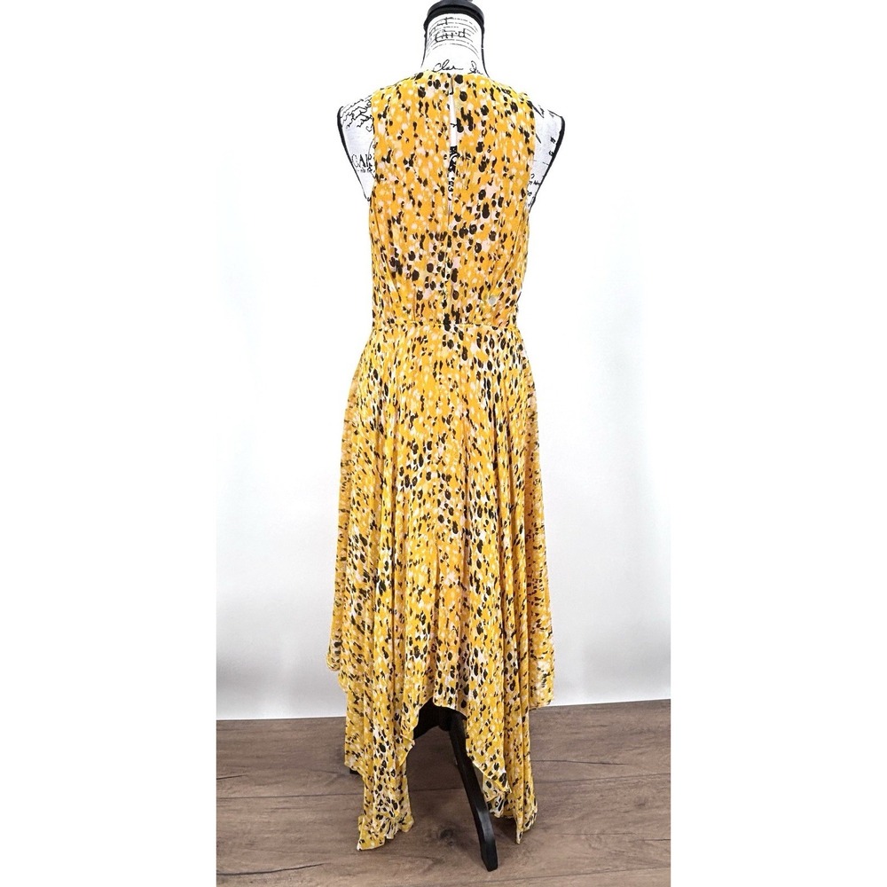 Derek Lam 10 Crosby Size 8 Marigold Pleated Crepe de Chine High Low Dress - Picture 3 of 11